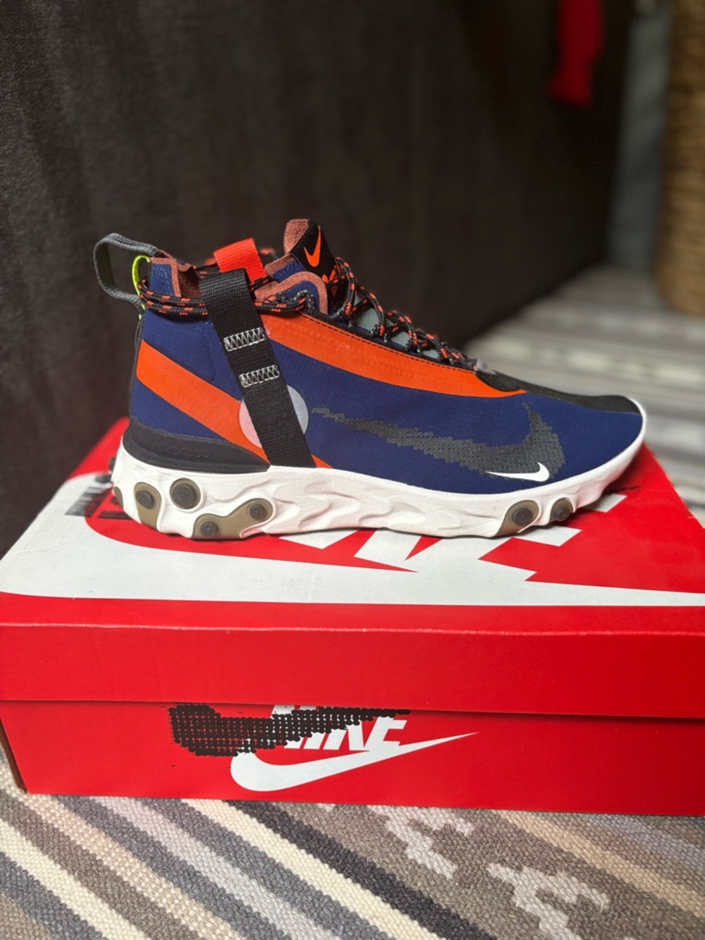 Nike Navy and Orange High-Top Sneakers